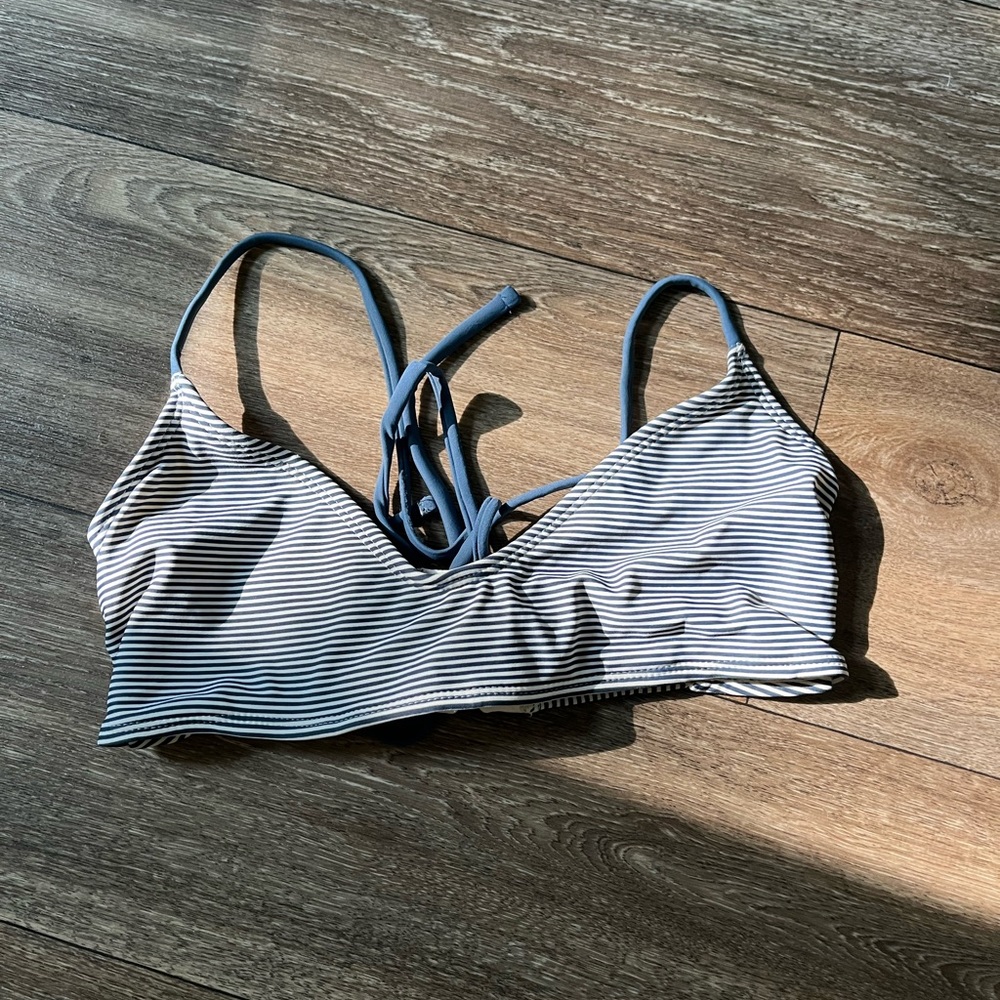 Target white and blue striped bathing suit top